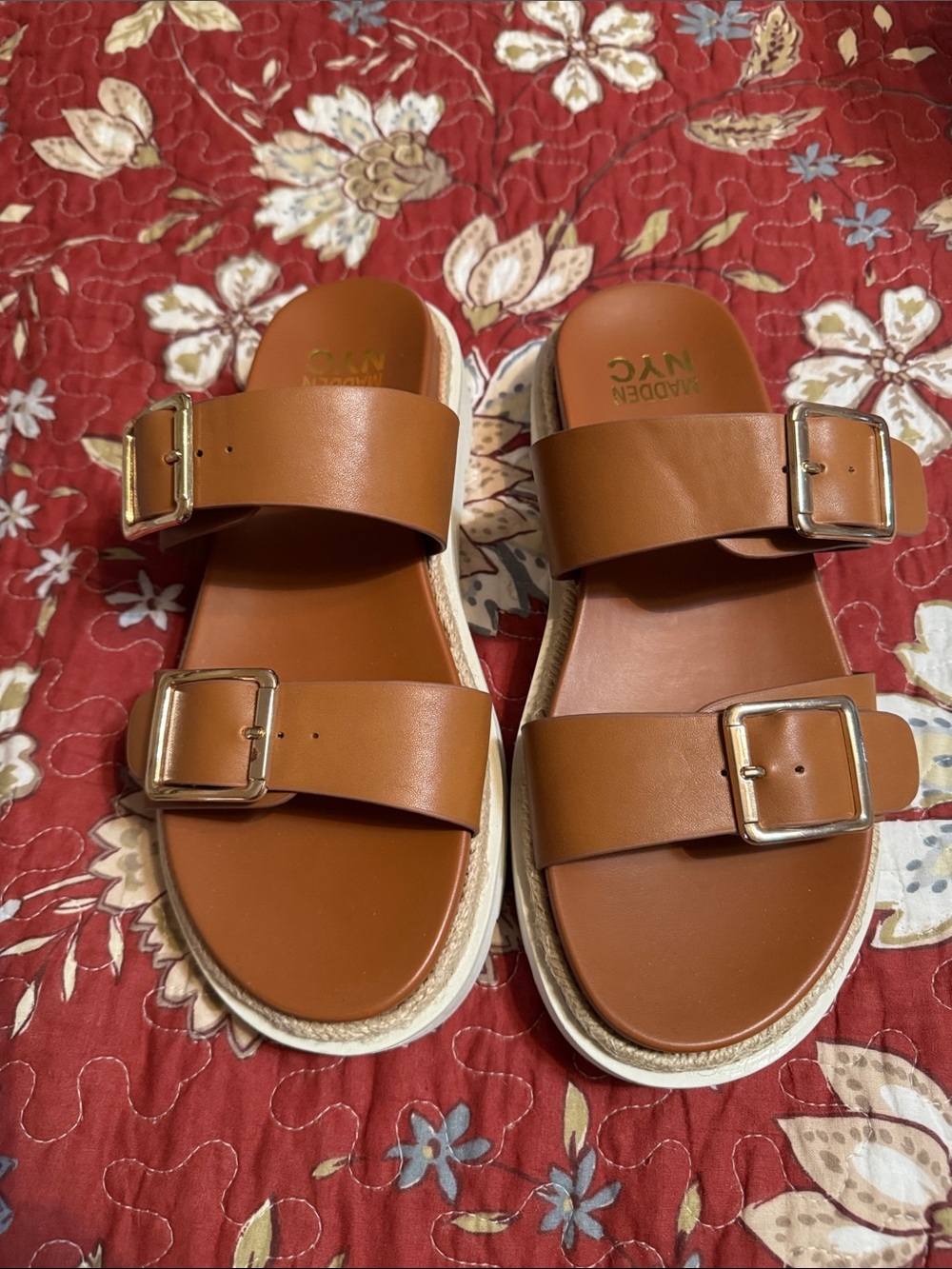 Madden NYC Women’s Flatform Two Strap Sandals Size 8 1/2. Worn once.